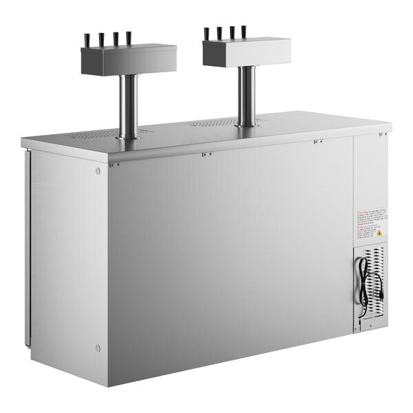 Scratch and Dent Avantco UDD-60-HC-S (2) Four Tap Kegerator Beer Dispenser - Stainless Steel, (2) 1/2 Keg Capacity
