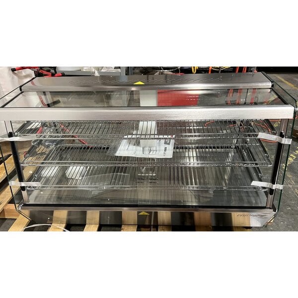 Scratch and Dent ServIt HDM-48 48" Self / Full Service 3 Shelf Countertop Heated Display Case with Sliding Doors - 120V, 1800W