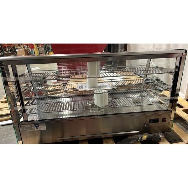 Scratch and Dent ServIt HDM-48 48" Self / Full Service 3 Shelf Countertop Heated Display Case with Sliding Doors - 120V, 1800W
