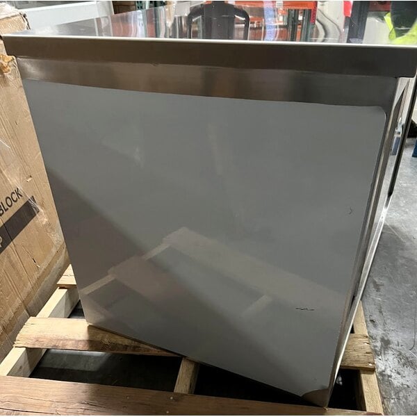 Scratch and Dent Regency 30" x 48" 16 Gauge Type 304 Stainless Steel Enclosed Base Table with Sliding Doors and Adjustable Midshelf