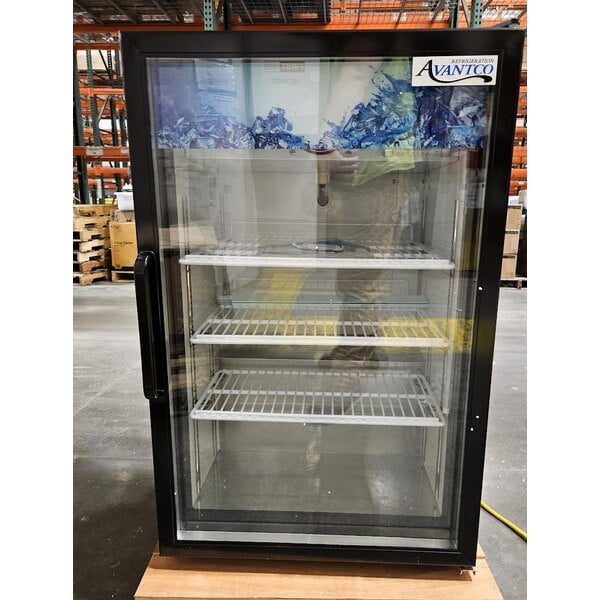 Scratch and Dent Avantco CRM-7-HC Black Countertop Display Refrigerator with Swing Door - 4.1 Cu. Ft.