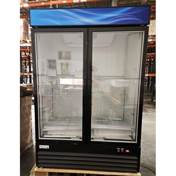 Scratch and Dent Avantco GDC-49-HC 53" Black Swing Glass Door Merchandiser Refrigerator with LED Lighting