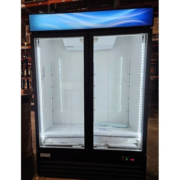 Scratch and Dent Avantco GDC-49-HC 53" Black Swing Glass Door Merchandiser Refrigerator with LED Lighting