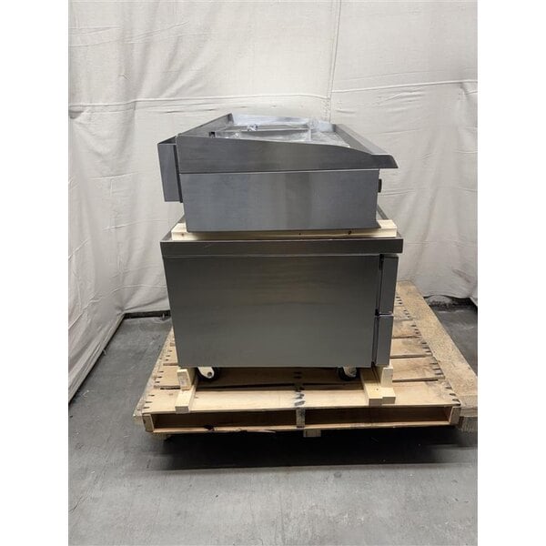 Scratch and Dent Cooking Performance Group G48T 48" Gas Countertop Griddle with Thermostatic Controls and 48", 2 Drawer Refrigerated Base - 120,000 BTU