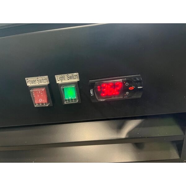 Scratch and Dent Avantco GDC-49F-HC 53" Black Swing Glass Door Merchandiser Freezer with LED Lighting