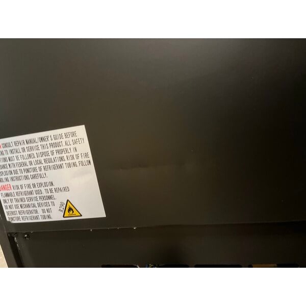 Scratch and Dent Avantco GDC-49F-HC 53" Black Swing Glass Door Merchandiser Freezer with LED Lighting