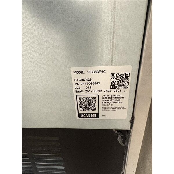 Scratch and Dent Avantco SS-3F-HC 81 5/16" Stainless Steel Solid Door Reach-In Freezer