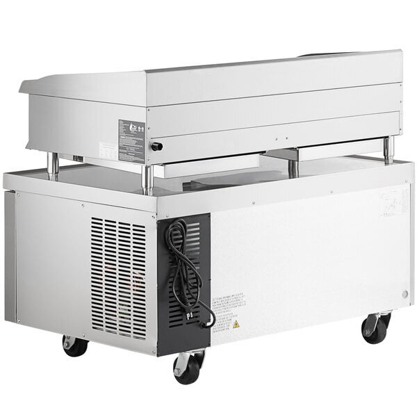 Scratch and Dent Cooking Performance Group CBR48 48" Gas Countertop Radiant Charbroiler and 48", 2 Drawer Refrigerated Chef Base - 160,000 BTU