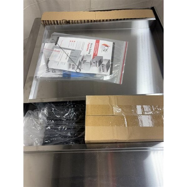 Scratch and Dent Cooking Performance Group CBR48 48" Gas Countertop Radiant Charbroiler and 48", 2 Drawer Refrigerated Chef Base - 160,000 BTU