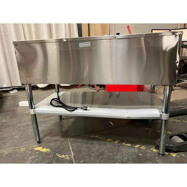 Scratch and Dent ServIt Three Pan Open Well Electric Steam Table with Adjustable Undershelf - 120V, 1500W