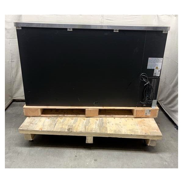 Scratch and Dent Avantco UBB-60G-HC 60" Black Counter Height Narrow Glass Door Back Bar Refrigerator with LED Lighting