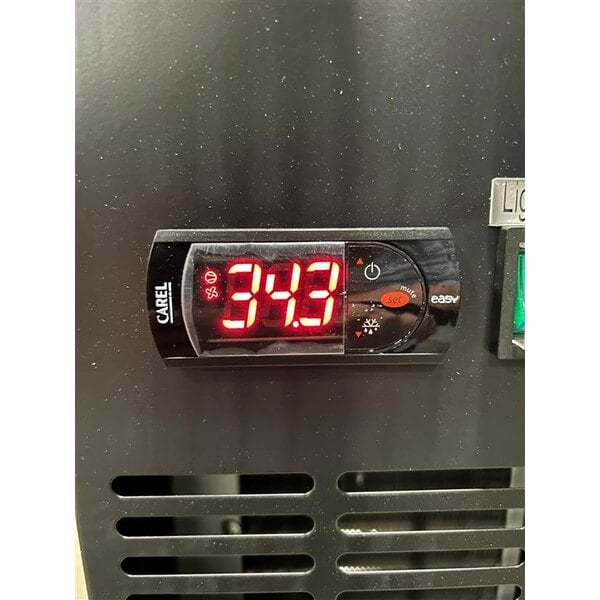 Scratch and Dent Avantco UBB-60G-HC 60" Black Counter Height Narrow Glass Door Back Bar Refrigerator with LED Lighting
