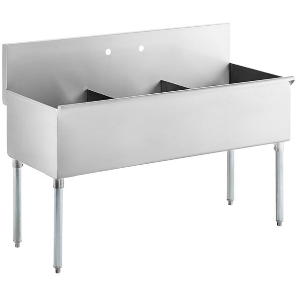 Scratch and Dent Regency 54" Three Compartment Commercial Utility Sink with 18" x 21" x 13" Sink Bowls