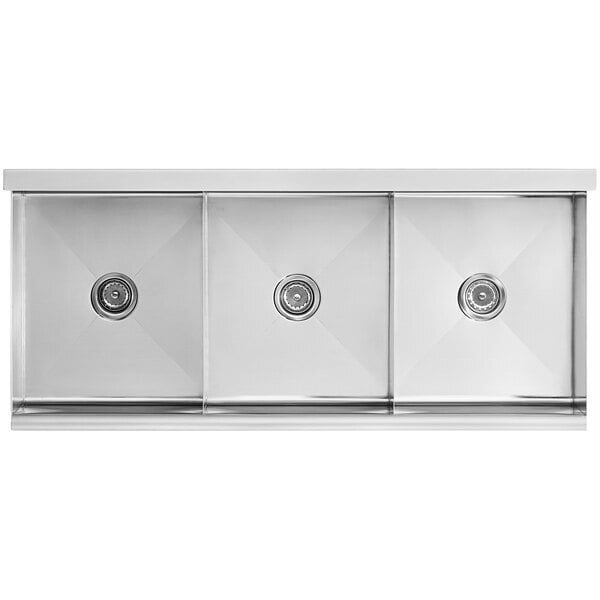 Scratch and Dent Regency 54" Three Compartment Commercial Utility Sink with 18" x 21" x 13" Sink Bowls