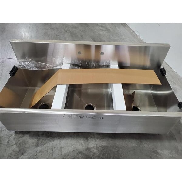 Scratch and Dent Regency 54" Three Compartment Commercial Utility Sink with 18" x 21" x 13" Sink Bowls