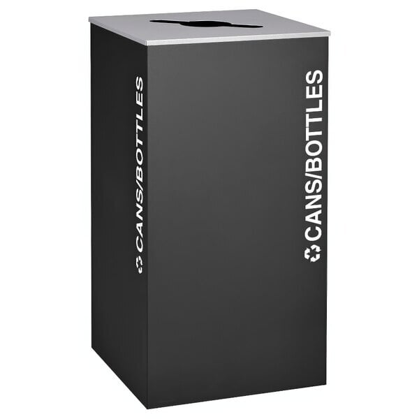 Scratch and Dent Ex-Cell Kaiser RC-KD36-C BLX Kaleidoscope XL Series Black Texture Square 36 Gallon Customizable Cans / Bottles Receptacle