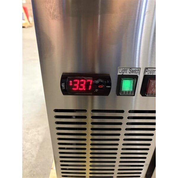 Scratch and Dent Avantco UBB-60-HC-S 60" Stainless Steel Counter Height Narrow Solid Door Back Bar Refrigerator with LED Lighting