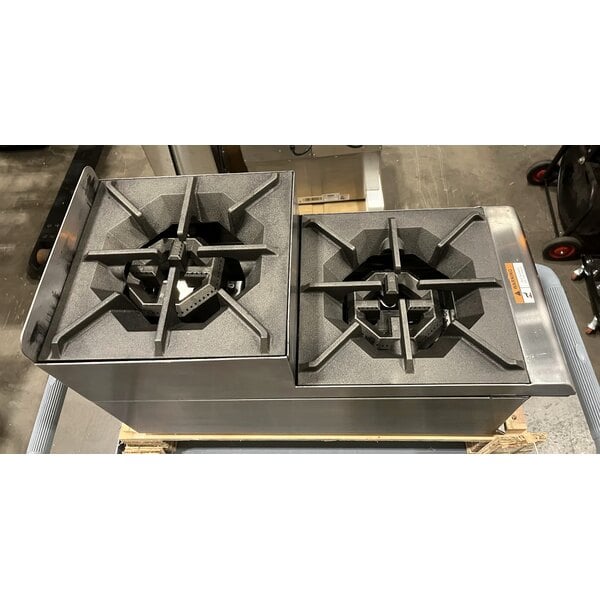 Scratch and Dent Cooking Performance Group SR-CPG-12-NL 12" Step-Up Countertop Range / Hot Plate with 2 High Output Burners - 60,000 BTU