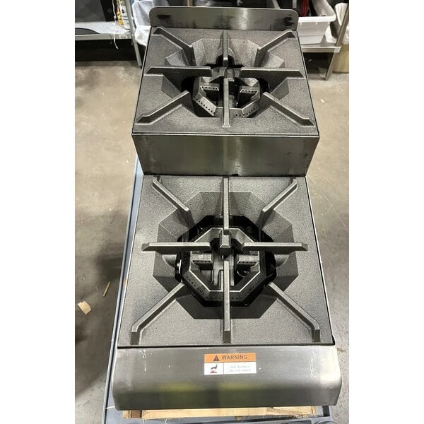 Scratch and Dent Cooking Performance Group SR-CPG-12-NL 12" Step-Up Countertop Range / Hot Plate with 2 High Output Burners - 60,000 BTU