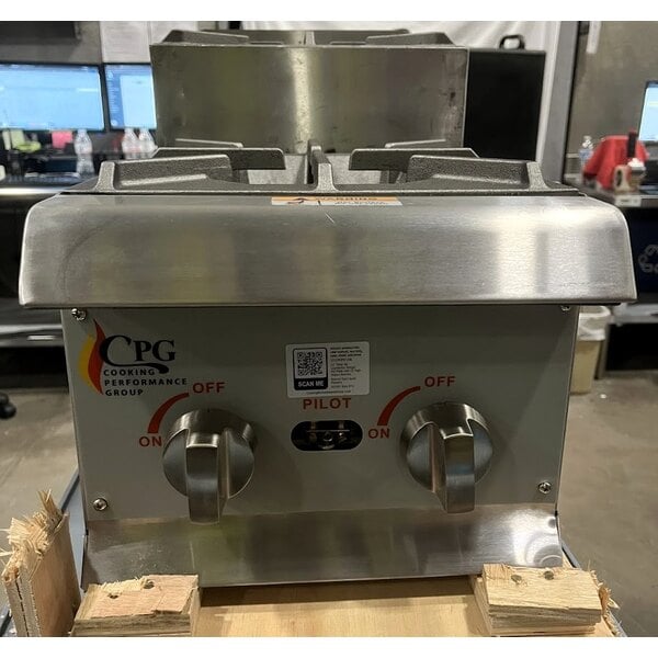 Scratch and Dent Cooking Performance Group SR-CPG-12-NL 12" Step-Up Countertop Range / Hot Plate with 2 High Output Burners - 60,000 BTU