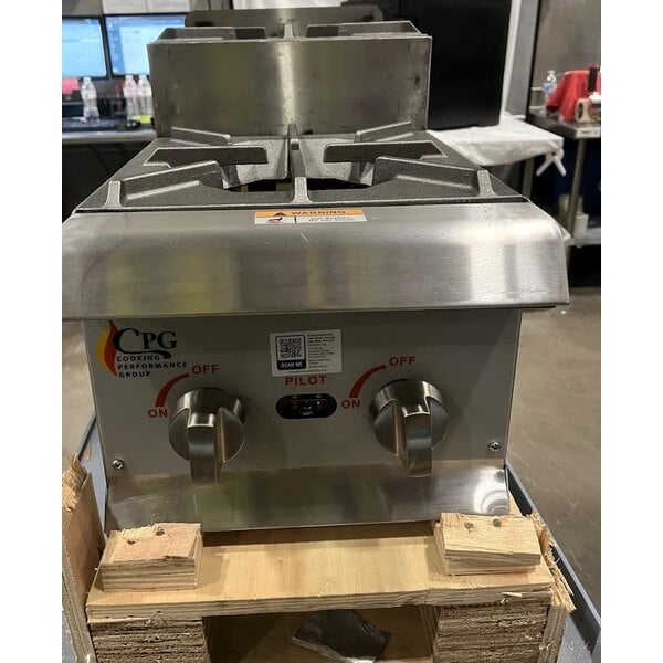 Scratch and Dent Cooking Performance Group SR-CPG-12-NL 12" Step-Up Countertop Range / Hot Plate with 2 High Output Burners - 60,000 BTU