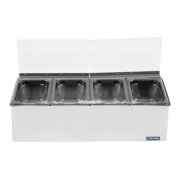 Scratch and Dent San Jamar FP8244FL EZ-Chill 4-Compartment Stainless Steel Condiment Bar