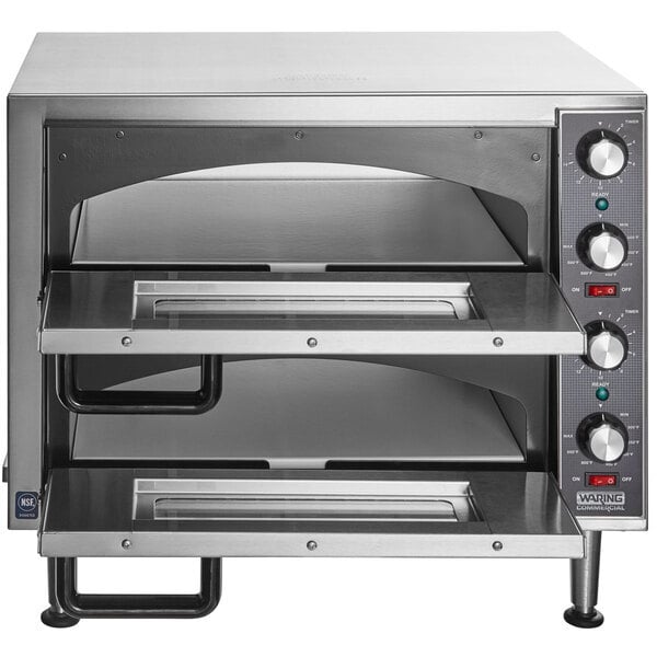 Scratch and Dent Waring WPO350 Countertop Double Pizza / Snack Oven - 240V, 3500W