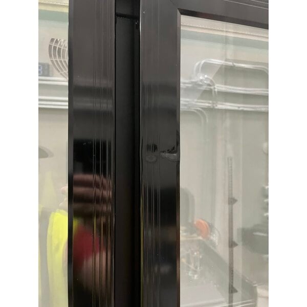 Scratch and Dent Avantco GDC-69-HC 78 1/4" Black Swing Glass Door Merchandiser Refrigerator with LED Lighting