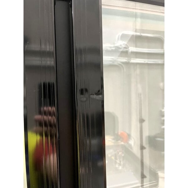 Scratch and Dent Avantco GDC-69-HC 78 1/4" Black Swing Glass Door Merchandiser Refrigerator with LED Lighting
