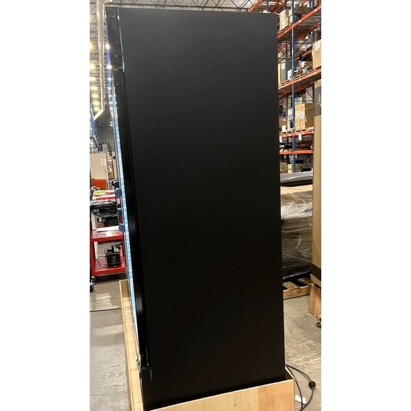 Scratch and Dent Avantco GDC-69-HC 78 1/4" Black Swing Glass Door Merchandiser Refrigerator with LED Lighting