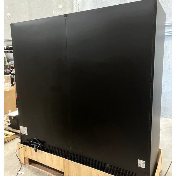 Scratch and Dent Avantco GDC-69-HC 78 1/4" Black Swing Glass Door Merchandiser Refrigerator with LED Lighting