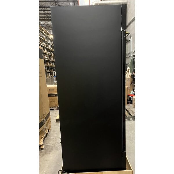 Scratch and Dent Avantco GDC-69-HC 78 1/4" Black Swing Glass Door Merchandiser Refrigerator with LED Lighting