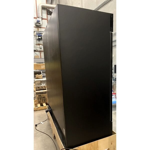 Scratch and Dent Avantco GDC-69-HC 78 1/4" Black Swing Glass Door Merchandiser Refrigerator with LED Lighting