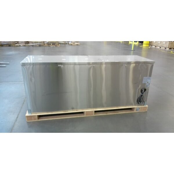 Scratch and Dent Avantco UBB-4G-HC 90" Stainless Steel Counter Height Glass Door Back Bar Refrigerator with LED Lighting