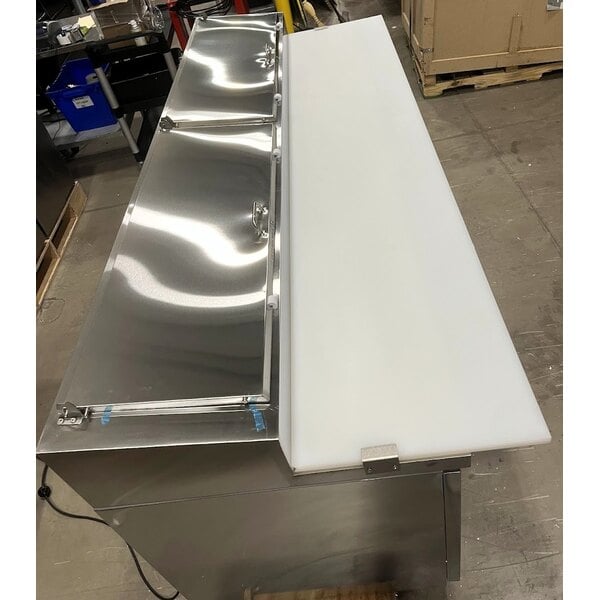 Scratch and Dent Avantco SSPPT-3I 94" 2 Door Refrigerated Pizza Prep Table with 2 Drawers