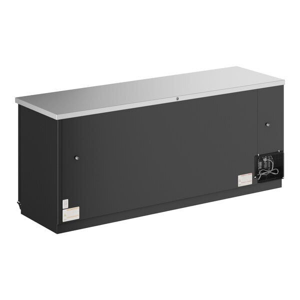 Scratch and Dent True TBB-4-HC 90 3/8" Black Solid Door Back Bar Refrigerator with LED Lighting