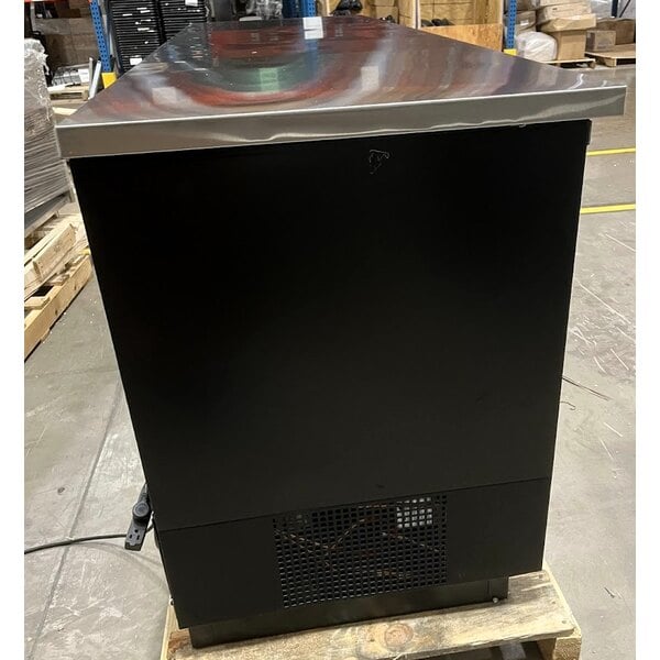 Scratch and Dent True TBB-4-HC 90 3/8" Black Solid Door Back Bar Refrigerator with LED Lighting