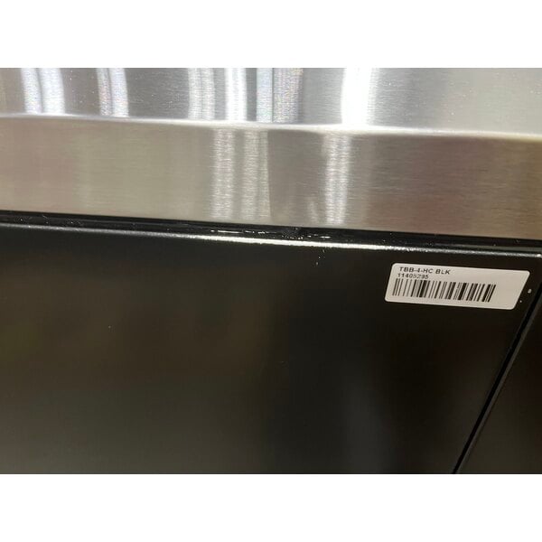 Scratch and Dent True TBB-4-HC 90 3/8" Black Solid Door Back Bar Refrigerator with LED Lighting