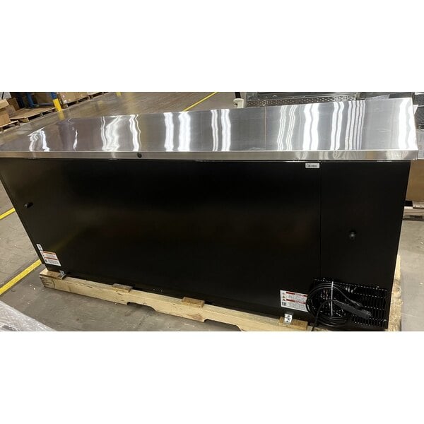 Scratch and Dent True TBB-4-HC 90 3/8" Black Solid Door Back Bar Refrigerator with LED Lighting