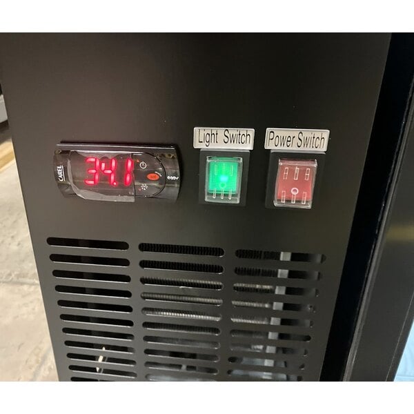 Scratch and Dent Avantco UBB-2G-HC 59" Black Counter Height Glass Door Back Bar Refrigerator with LED Lighting