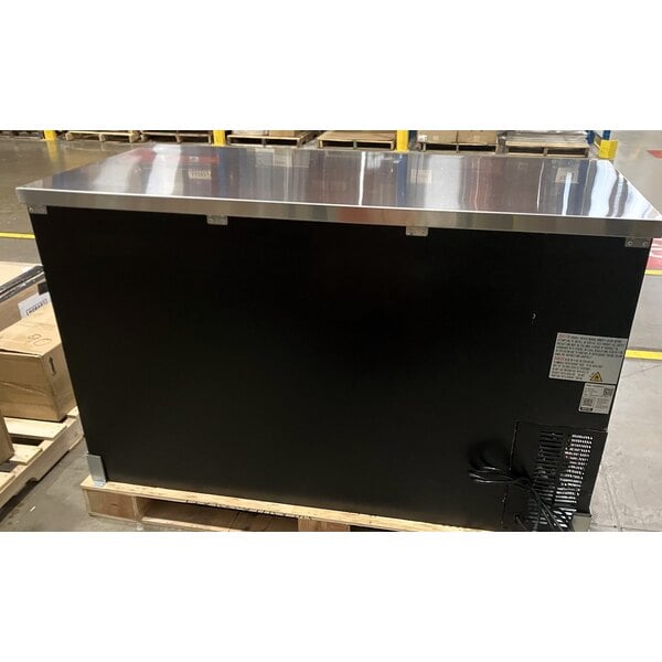 Scratch and Dent Avantco UBB-2G-HC 59" Black Counter Height Glass Door Back Bar Refrigerator with LED Lighting