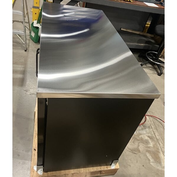 Scratch and Dent Avantco UBB-2G-HC 59" Black Counter Height Glass Door Back Bar Refrigerator with LED Lighting