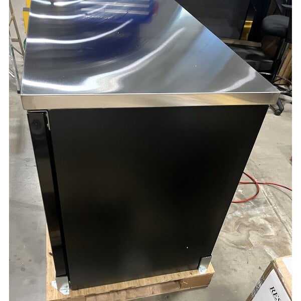 Scratch and Dent Avantco UBB-2G-HC 59" Black Counter Height Glass Door Back Bar Refrigerator with LED Lighting