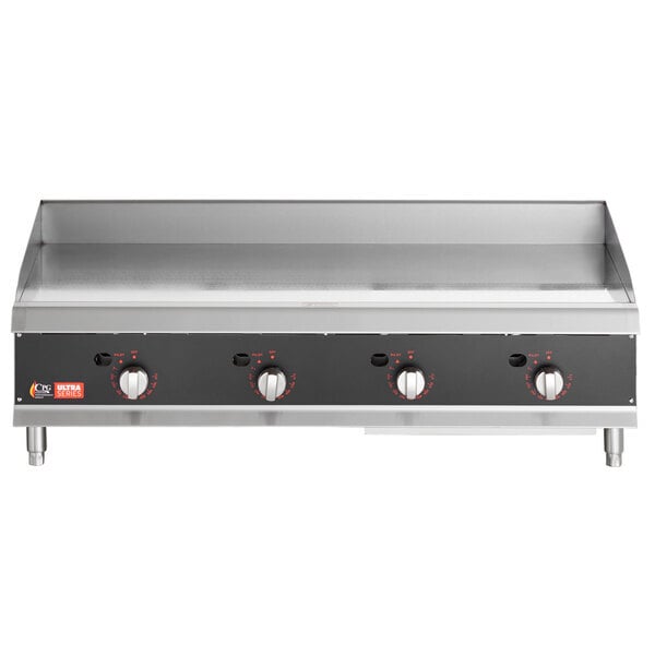 Scratch and Dent Cooking Performance Group GTU-CPG-48-L Ultra Series 48" Chrome Plated Liquid Propane 4-Burner Countertop Griddle - 120,000 BTU