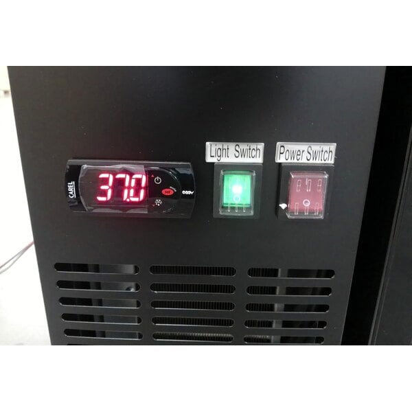 Scratch and Dent Avantco UBB-60G-HC 60" Black Counter Height Narrow Glass Door Back Bar Refrigerator with LED Lighting