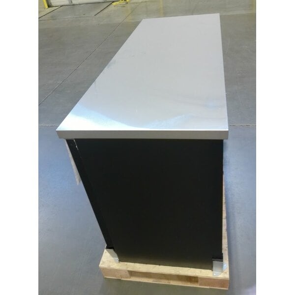 Scratch and Dent Avantco UBB-60G-HC 60" Black Counter Height Narrow Glass Door Back Bar Refrigerator with LED Lighting