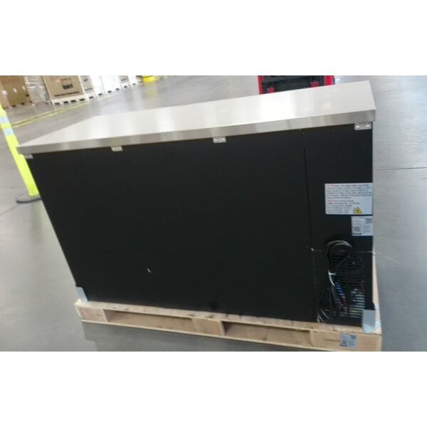 Scratch and Dent Avantco UBB-60G-HC 60" Black Counter Height Narrow Glass Door Back Bar Refrigerator with LED Lighting