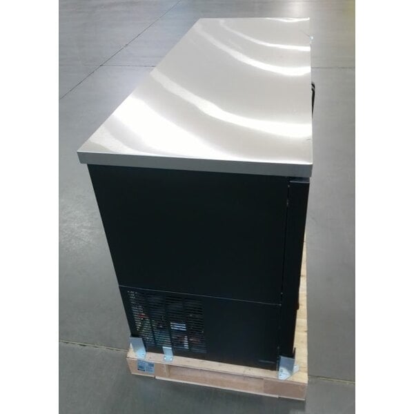 Scratch and Dent Avantco UBB-60G-HC 60" Black Counter Height Narrow Glass Door Back Bar Refrigerator with LED Lighting