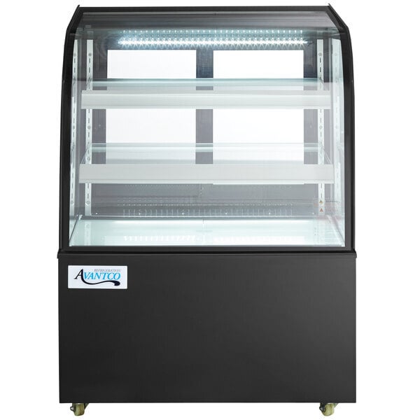 Scratch and Dent Avantco BC-36-HC 36" Curved Glass Black Refrigerated Bakery Display Case