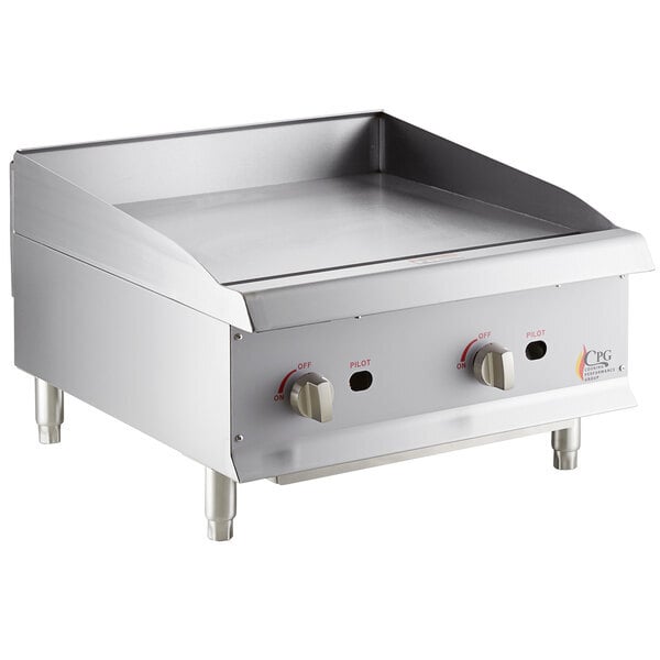 Scratch and Dent Cooking Performance Group GM-CPG-24-NL 24" Gas Countertop Griddle with Manual Controls - 60,000 BTU